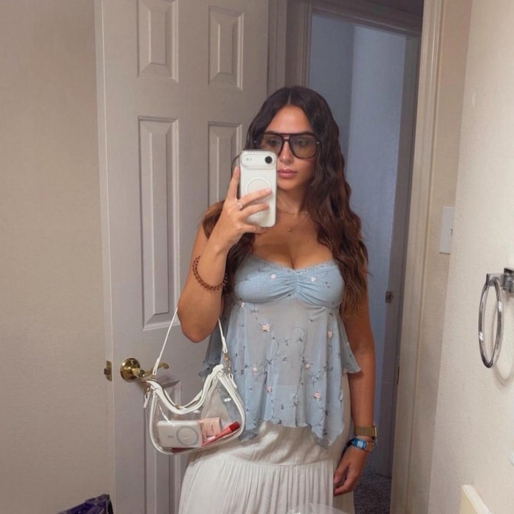 Women's Light Blue Floral Top